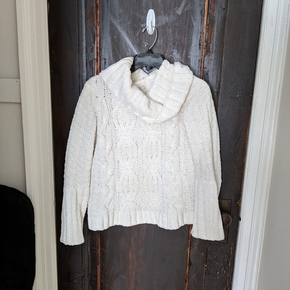 White slouch-neck turtleneck